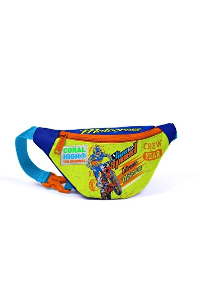 Coral High حقيبة خصر للأطفال بتصميم دراجة نارية باللون الأصفر - 12614