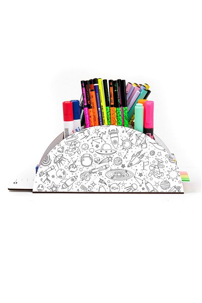 kutuTR Wooden Vip Space Series Model Rainbow Ruled Desktop Pen Holder Organizer Assembled Boxed