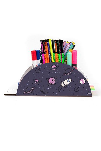 kutuTR Wooden Vip Space Series Model Rainbow Ruled Desktop Pen Holder Organizer Assembled Boxed