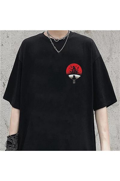 Touz Uchiha Clan Printed - Black Unisex Oversize T-shirt