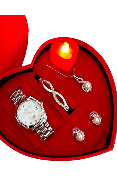 Has Kadınlara Özel Hediye Kalp Kutu Şık Kol Saati