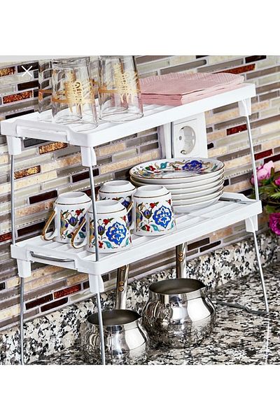 Akkoyunlu home Οργάνωση ραφιών ντουλαπιών Πλαστικό ράφι πάνω από το τραπέζι της κουζίνας