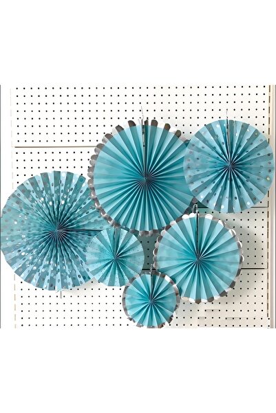 Big Party Yelpaze Varaklı Mavi Set 6 'lı