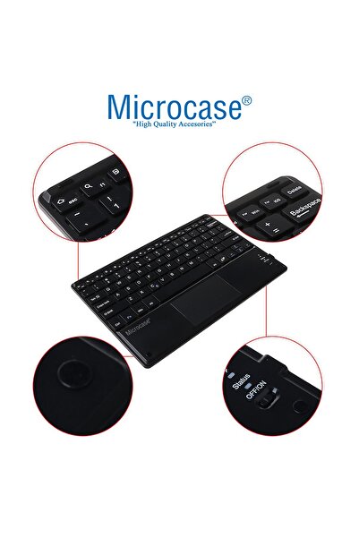 Microcase Tablet Ve Telefonlar Için 9 Inch 23 Cm Şarjlı Touchpadli Türkçe Bluetooth Klavye - Al3702
