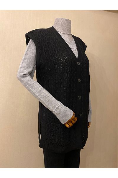 TEK Seasonal Mercerized Diamond Patterned Mother's Vest / Black