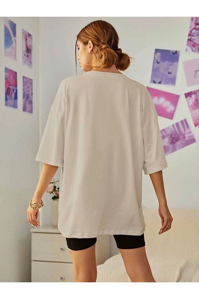 Keywest Μπουκέτο λουλουδιών χεριών με στάμπα Oversize Crew Neck T-shirt