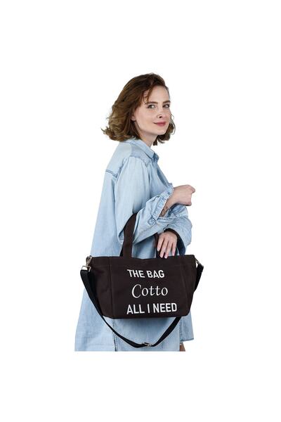 Cotto Shoes Koyu Kahverengi Mumlu Kanvas Kadın Çantası