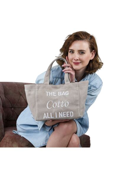 Cotto Shoes Bej Mumlu Kanvas Kadın Çantası