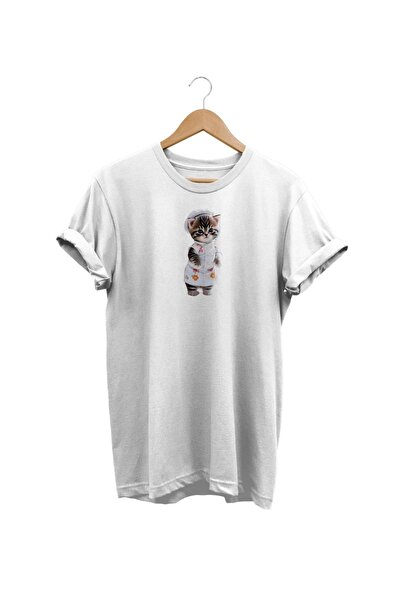 WİDİ mačka Štampano bela T-shirt