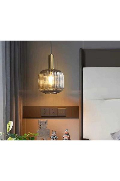 demet habek mylights Mylights Rustic Vintage Smoked Glass Single Pendant Lamp Modern Chandelier Bedside Chandelier Hotel Lighting Architecture