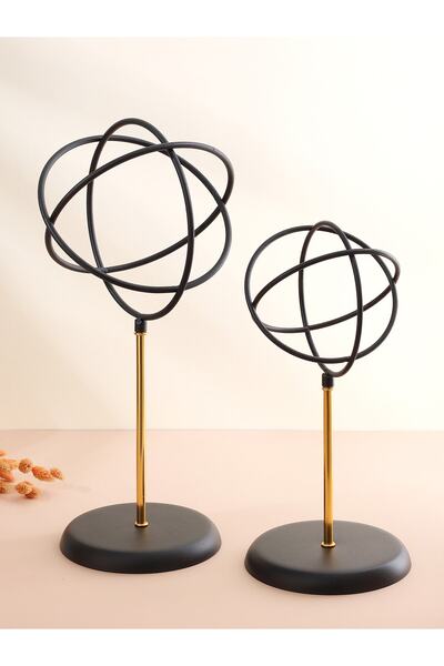 mba decor metal bending art 2'li ( Ikili ) Sphere Siyah Küre Paslanmaz Kaplam...