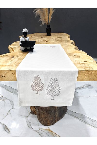 Tanem Home Κεντημένο με μοτίβο δέντρου American Service Runner 40x140 cm Μπεζ