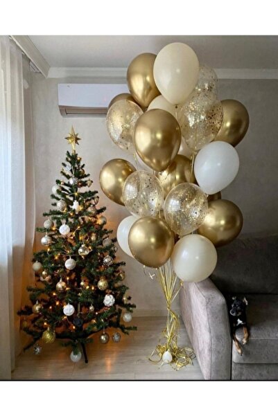 Party City 25 قطعة - كروم ذهبي - أبيض باستيل - باستيل فانيليا - مجموعة بالونا...