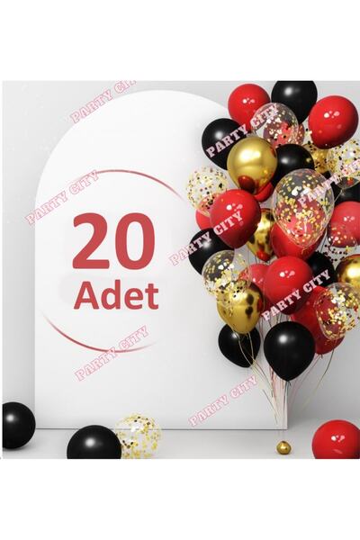 Party City Gold Konfetili Şeffaf Ve Gold Krom Balon Seti 20 Adet 30 Cm Içi Gö...
