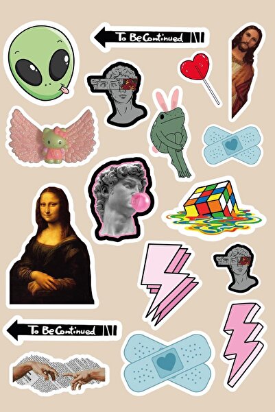 Anime Marketi مجموعة ملصقات مختلطة - دفتر ملاحظات للهاتف المحمول (17 قطعة)