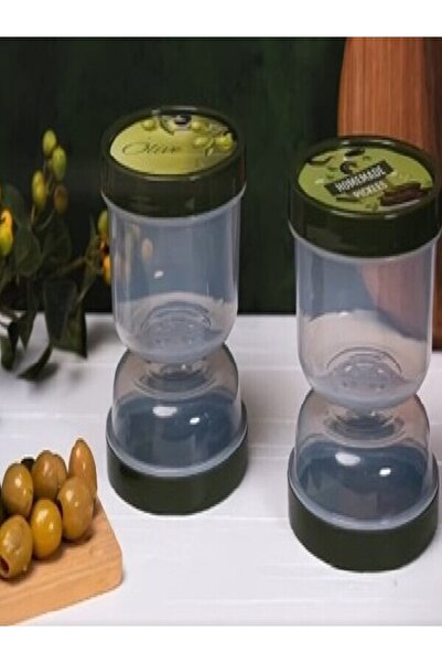 ELİTEHOME Kum Saati Şeklinde Zeytin Saklama Kabı Süzgeçli Zeytinlik Turşuluk
