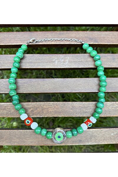 wanwa aksesuar قلادة عين الشر الخضراء