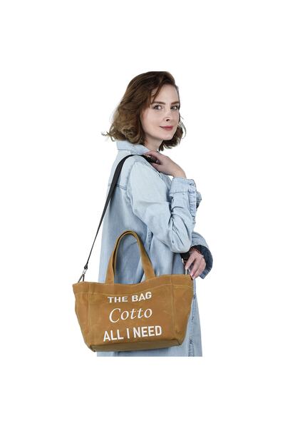 Cotto Shoes Geantă tote din pânză ceară Camel