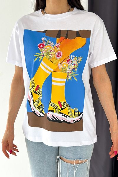 FEMELLE Tricou 100% bumbac, alb, pentru damă