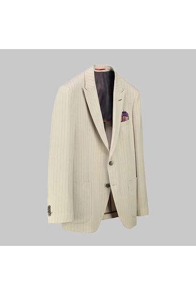 Sarar Interview Woven Amara Beige Striped Jacket
