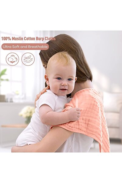 Tinybabyconcept 6’lı %100 Pamuk Müslin Omuz Ve Ağız Bezi Yumuşak, Organik, Em...
