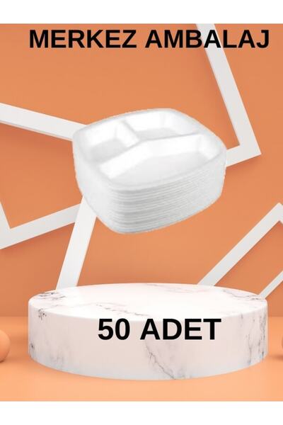 ACL Piknik Mevlid Düğün Kına Yemek Iş Yeri Ve Ofis Için 3 Göz Köpük Tabak 50 Şer Adet Piknik Seti