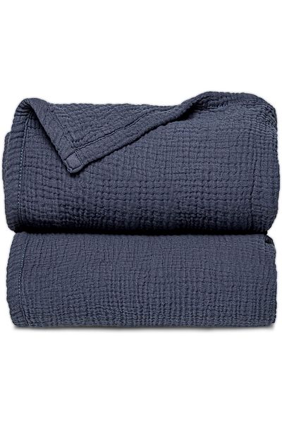 Tinybabyconcept Soft Organic 100% Cotton 4 Layers Muslin Baby Blanket Indigo Color 110x110 Cm