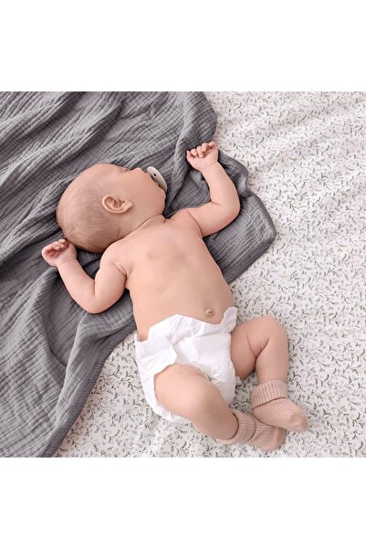 Tinybabyconcept Soft Organic 100% Cotton 4 Layer Muslin Baby Blanket Gray Color 110x110 Cm
