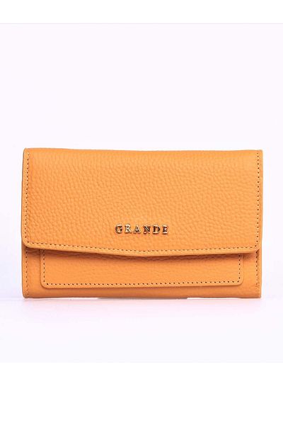 Grande 2802 Women's Genuine Leather Wallet Yellow with Yellow Detail