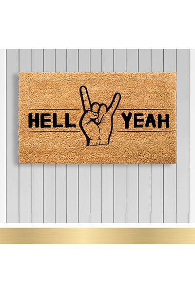 Paspashello , Design Koko Door Mat / PVC Base / Model; Hell Yeah