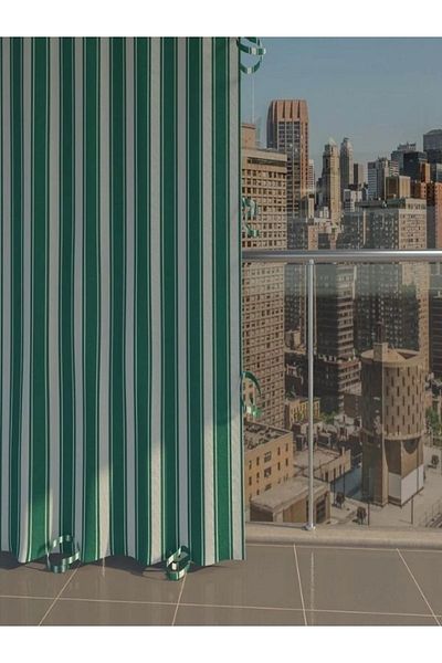 DEVRİM OLİVYA TEKSTİL Luxury Custom Sewing 1stClass Revolution Olivia Tarpaulin Balcony Curtain - corned-laced-green White