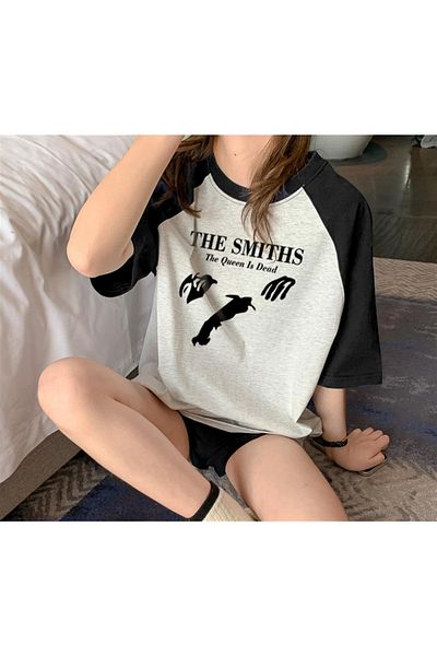 Touz تي شيرت The Smiths مطبوع بأكمام راجلان باللون الرمادي للجنسين