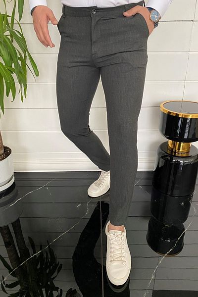 MODAMESTO Ανδρικό υφασμάτινο παντελόνι Anthracite Slim Fit
