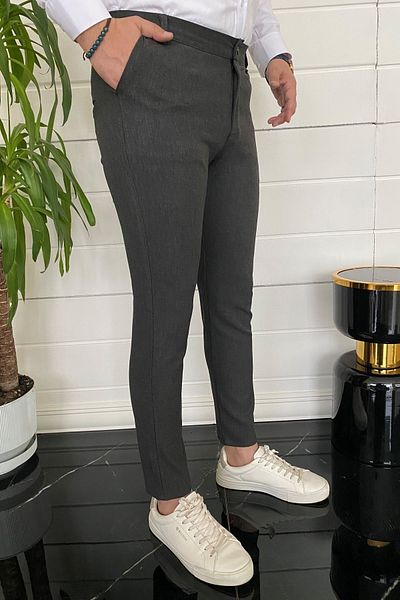 MODAMESTO Ανδρικό υφασμάτινο παντελόνι Anthracite Slim Fit
