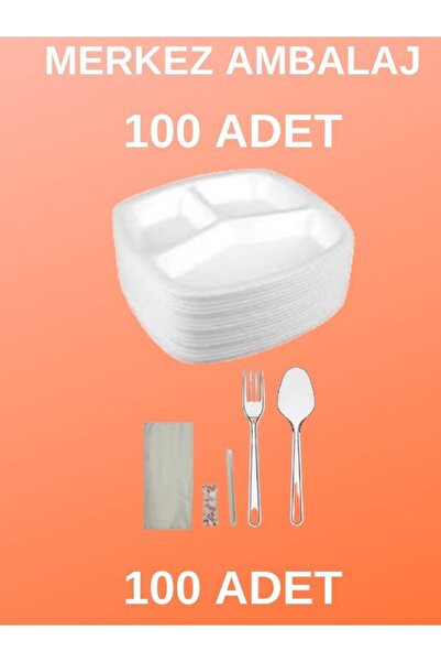 KURTSAN AMBALAJ Köpük Tabak Üç Gözlü Kapaksız (100 Adet)