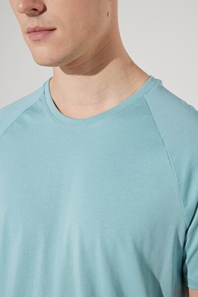 AC&Co / Altınyıldız Classics Tricou pentru bărbați Petrol Slim Fit Slim Fit din bumbac, cu decolteu, flexibil