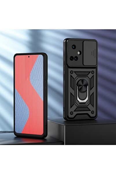 Fibaks Tecno Camon 19 Pro Case Camera Protected with Sliding Ring Armor Military Tank Protective Cover