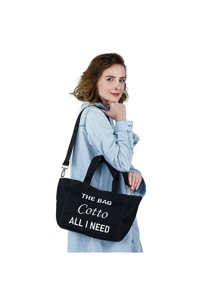 Cotto Shoes Geantă tote din pânză ceară neagră
