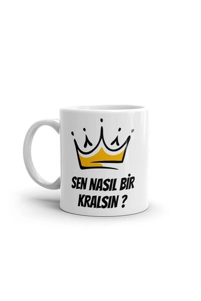 sıradışıhediyem كوب سيراميك أبيض مضحك مطبوع عليه "كيف أنت الملك| كوب مكتوب مضحك