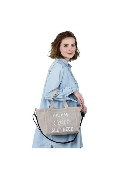 Cotto Shoes Bej Mumlu Kanvas Kadın Çantası