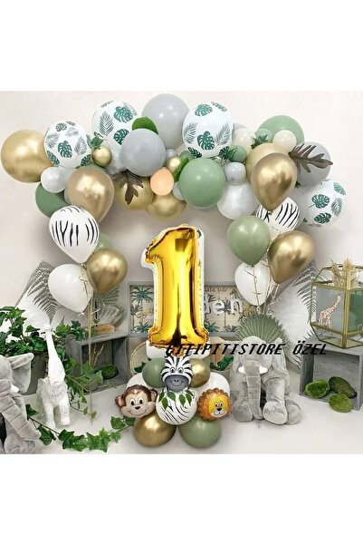 DÜVENCİ TİCARET Çıtıpıtıstore Safari Temalı 1 Yaş Doğum Günü Balon Seti