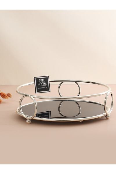 mba decor metal bending art Round Silver Serving Presentation Tray Treats Gift Decoration Organizer 24cm Wedding Ring Tableware Kitchen