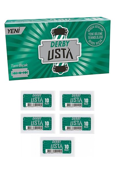 Derby 100 Pieces Full Blade Leaf Razor - 10 Pack Total