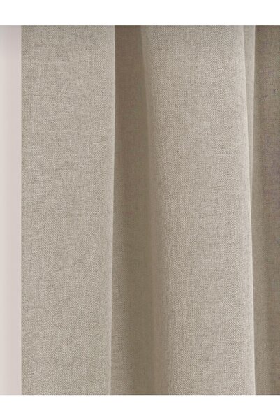 ÇOPURLAR PERDE Keten Görünümlü Blackout Karartma Termal Krem Fon Perde Tek Kanat Düz Dikim