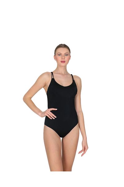 Dilay Spaghetti Thin Strap Swimsuit Black