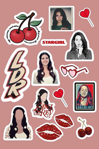 Anime Marketi مجموعة ملصقات Lana Del Rey تحت عنوان - دفتر كمبيوتر محمول للهاتف المحمول (15 قطعة)