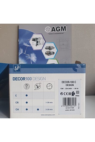 Soler&Palau Decor Design 100 C Banyo Mutfak Ortam Havalandırma Fanı 100lük Ø100m, 80 M³/h Debili Neo