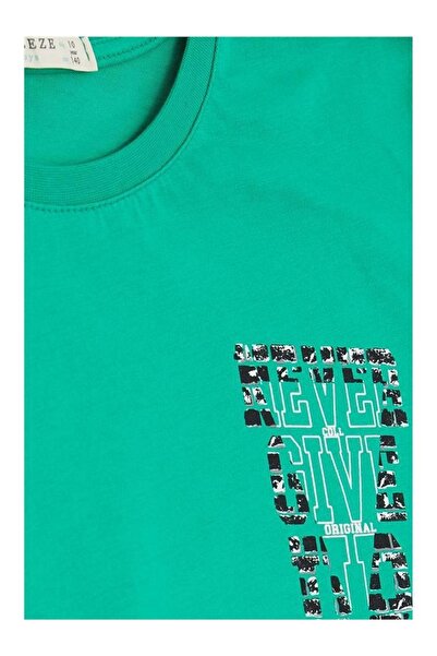 Breeze Girls & Boys Boy's T-Shirt with Text Printed, Age 8-14, Green