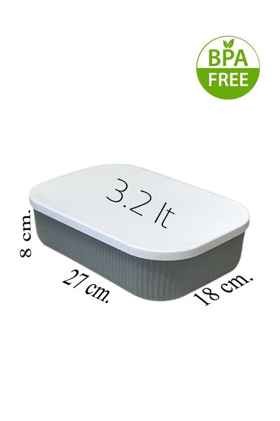 Bayev تخزين 3 قطع حاوية تخزين 3.2 لتر رمادي الخضار الفاكهة الإفطار أواني المنظم صندوق العلف