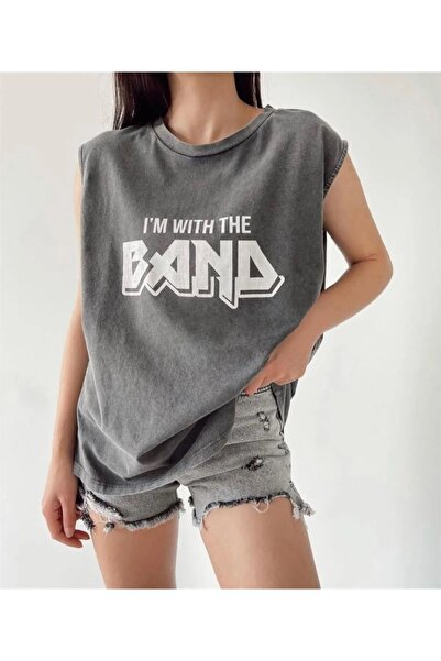 Touz Tricou fără mâneci, unisex, oversize, vintage, cu imprimeu „I'm With The...